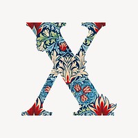 Letter X botanical pattern font, inspired by William Morris