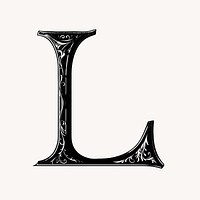 Letter L in classic medieval art illustration