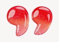 Quotation mark sign, 3D red jelly symbol illustration