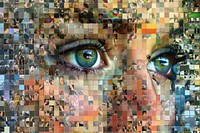 Girl upset collage mosaic art.