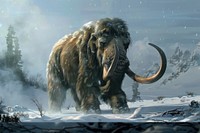 Majestic Ancient Ice Age Mammoth wildlife elephant outdoors.