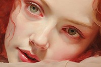Close up on pale red velvet painting photography portrait.