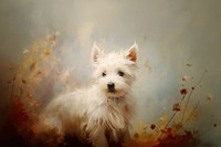 Close up pale pet painting terrier animal.