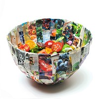 Collage bowl pottery art.