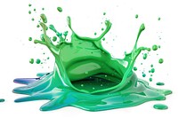 Thick green color oil beverage droplet person.