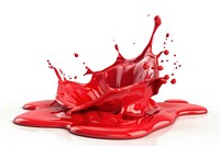 Splash of thick red color oil ketchup food paint container.