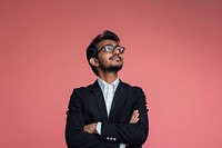 Indian businessman looking upwards portrait photography clothing.