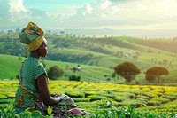 Black South African woman farmers field countryside agriculture.