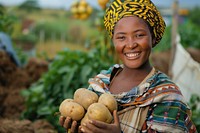 Black South African woman farmers clothing apparel produce.