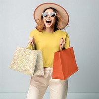 Happy woman enjoy shopping