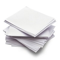 A stack of white paper sheets envelope.