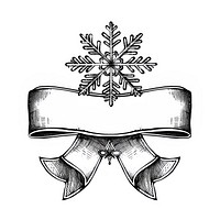 Ribbon with snowflake art illustrated outdoors.