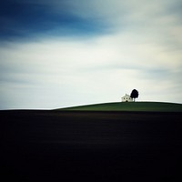 Photo of sadness landscape countryside silhouette.