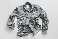 Shirt in style of crumpled clothing apparel jacket.