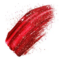 Red brush strokes cosmetics petal white background.