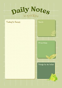 Daily notes planner templates