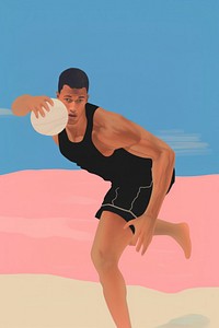 A man and beach volleyball sports adult men.