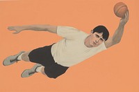 A man with a baseball glove sports basketball adult.