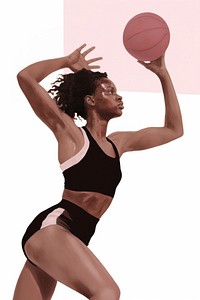A blackwoman playing basketball sports adult white background.