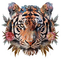 Flower Collage tiger head wildlife pattern animal.