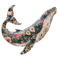 Flower Collage whale animal mammal art.