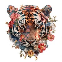 Flower Collage tiger head pattern animal mammal.