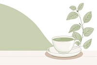 Matcha flat illustration beverage herbal saucer.