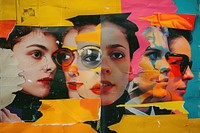 Retro collage of people faces art painting adult.