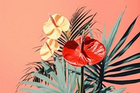 Retro collage of tropical plant tropics flower inflorescence.