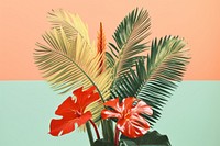 Retro collage of tropical plant flower leaf inflorescence.