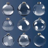 Glass Christmas ornament decoration design element set psd