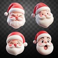 3D chubby Santa Claus  design element set