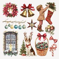 Vintage Christmas design element set