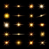 Golden star light effect  design element set