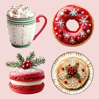 3d Christmas dessert design element set psd