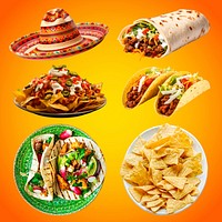 Mexican food design element set psd