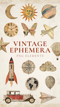 vintage ephemera design element set