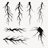 Thunder silhouette design element set psd