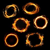 Flame circle frame design element set