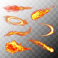 Fire flame effect design element set