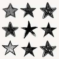 Star doodle design element set