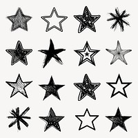 Star doodle design element set