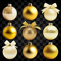 Christmas gold bauble ball ornament design element set