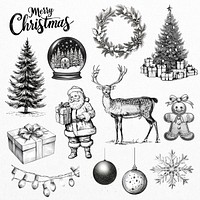 Christmas drawing design element set