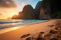 Koh Phi Phi beach scenery cliffs.