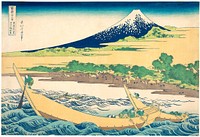 Tago Bay near Ejiri on the Tokaido (Tokaido Ejiri Tago no ura ryaku zu), from the series Thirty-six Views of Mount Fuji (Fugaku sanjurokkei). Original public domain image from the MET museum. Digitally enhanced by rawpixel.