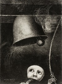 A Mask Sounds the Funeral Knell, plate three from To Edgar Poe by Odilon Redon. Original public domain image from Art Institute of Chicago. Digitally enhanced by rawpixel.