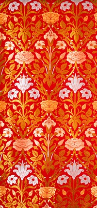 Textile Length, 'Rose and Lily' by William Morris, John Henry Dearle and Morris Co. Original public domain image from Los Angeles County Museum of Art. Digitally enhanced by rawpixel.