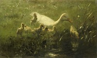 Witte eend met kiekens (1880 - 1910) by Willem Maris. Original public domain image from The Rijksmuseum. Digitally enhanced by rawpixel.