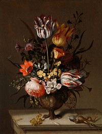 Still Life with a Vase of Flowers and a Dead Frog (1634) by Jacob Marrel. Original public domain image from The Rijksmuseum. Digitally enhanced by rawpixel.